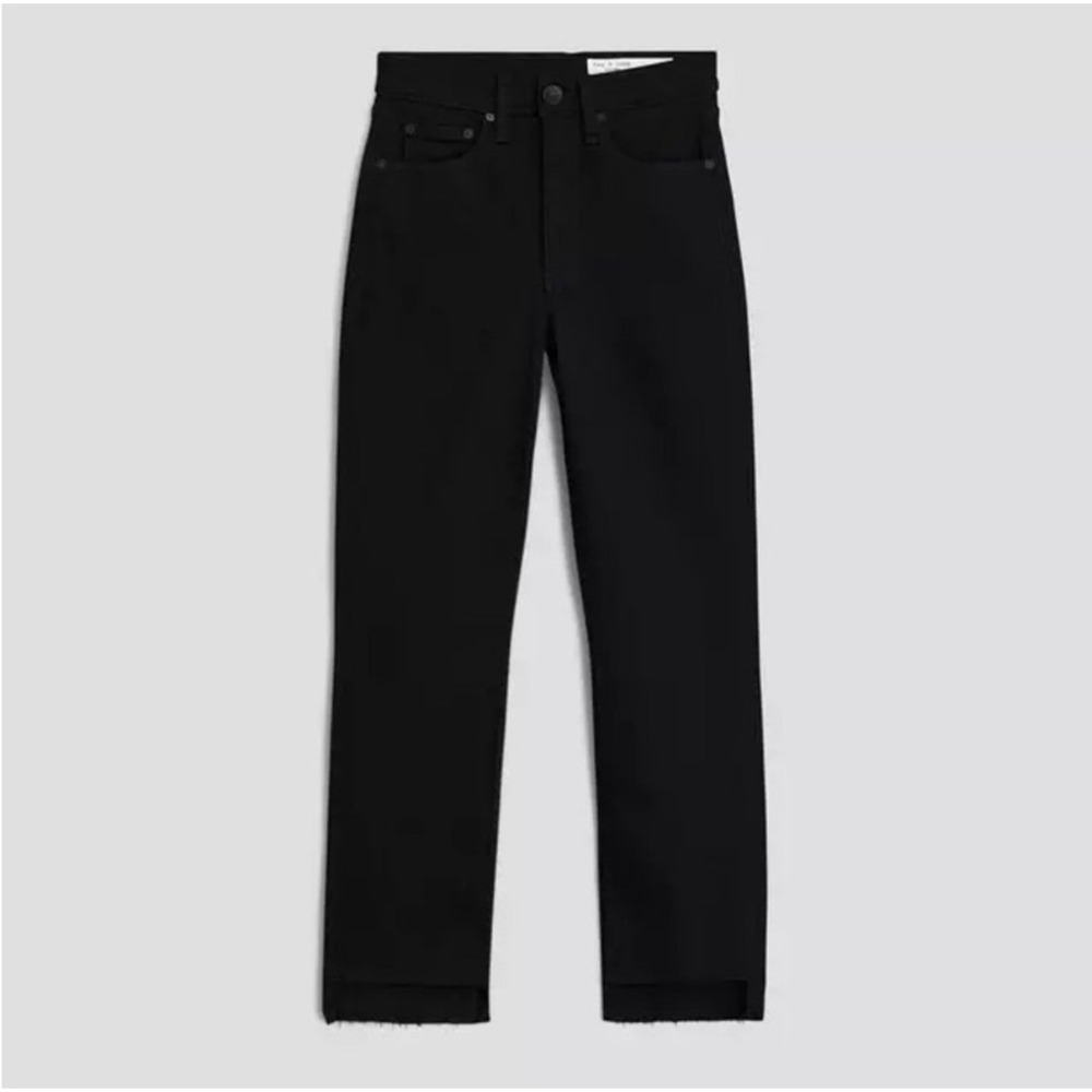 rag & bone Black High Rise Straight Leg Raw Hem Jeans Women's Size 26